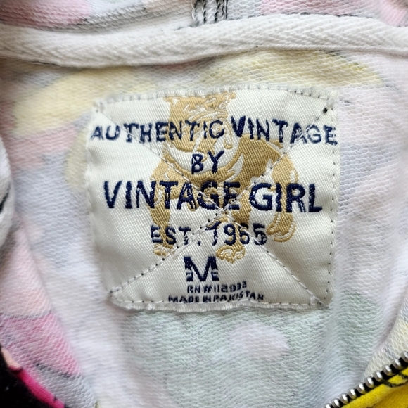 Authentic Vintage by Vintage Girl floral zipper sweatshirt, medium, black w/mult - Picture 7 of 9